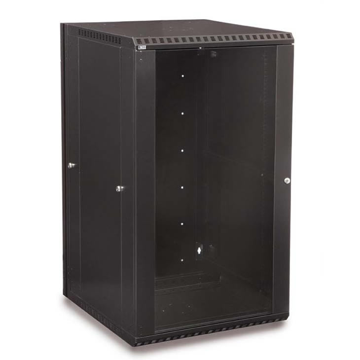 22U LINIER® Swing-Out Wall Mount Cabinet with Glass Door