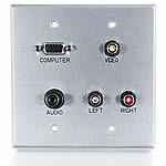 Double Gang HD15 VGA + 3.5mm + Composite Video + Stereo Audio Wall Plate