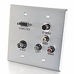 Double Gang HD15 VGA + 3.5mm + Composite Video + Stereo Audio + S-Video Wall Plate