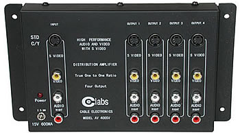 4-Output Audio/Video + S-Video Distribution Amplifier 